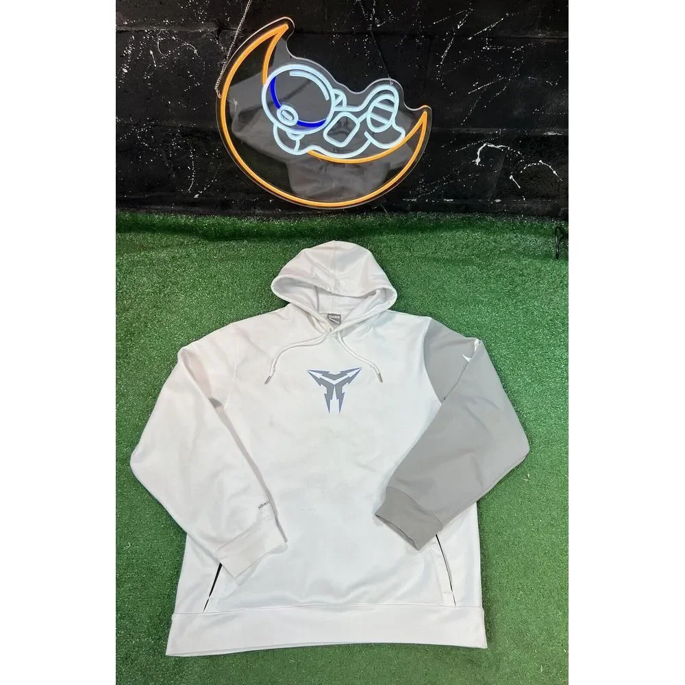 Vintage Nike Y2K White/Gray Hoodie Pullover Sweatshirt Gray Tag Mens Sz‎ LG